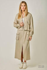 Balloon Sleeve Bomber Jacket Almond