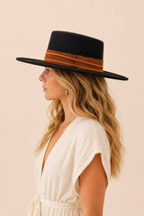 Tasha Boater Crown Hat- Beige