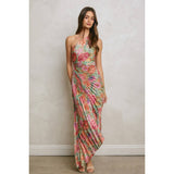 Floral One Shoulder Asymmetrical Pleated Dress