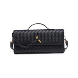 Ada Top Handle Woven East West Clutch Crossbody Black - PRINZZESA BOUTIQUE