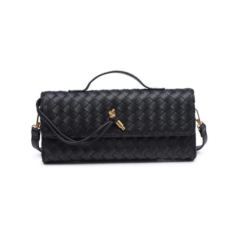 Ada Top Handle Woven East West Clutch Crossbody Black - PRINZZESA BOUTIQUE