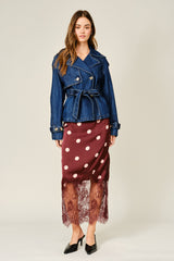 A Line Denim Half Trench Coat With Belt