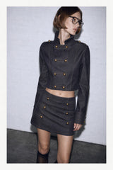 Military Dark Denim Jacket