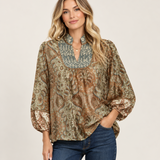 Sage Print Blouse