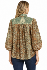 Sage Print Blouse