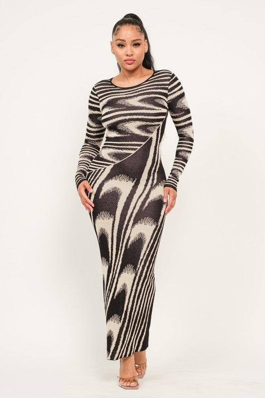 Rosy's Revenge Maxi Dress Black White - PRINZZESA BOUTIQUE