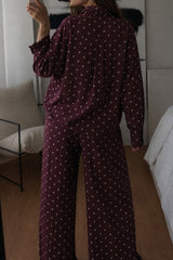 Criss Cross Polka Dot Blouse Bordeaux