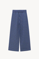 Blue Pinstripe pants With Belt