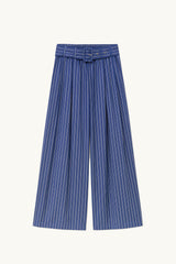 Blue Pinstripe pants With Belt