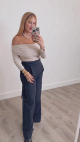 Aurelia Navy Striped Pants