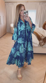 Puglia Blue Eyelet Maxi Dress