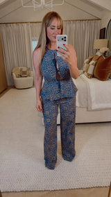 Blue Halter Pant Set